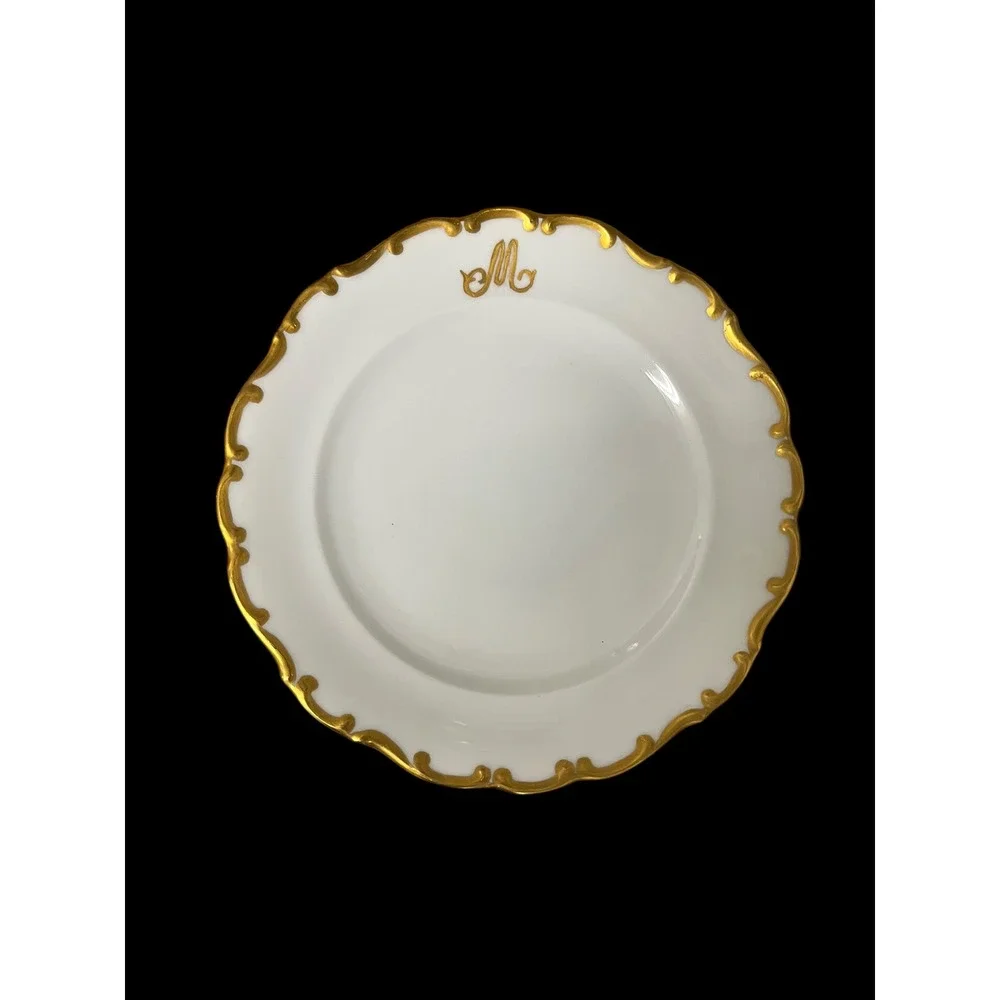 Schumann Arzberg Bavaria White Elegance Gold Monogram M Bread Plates Set of 5 - Picture 13 of 16